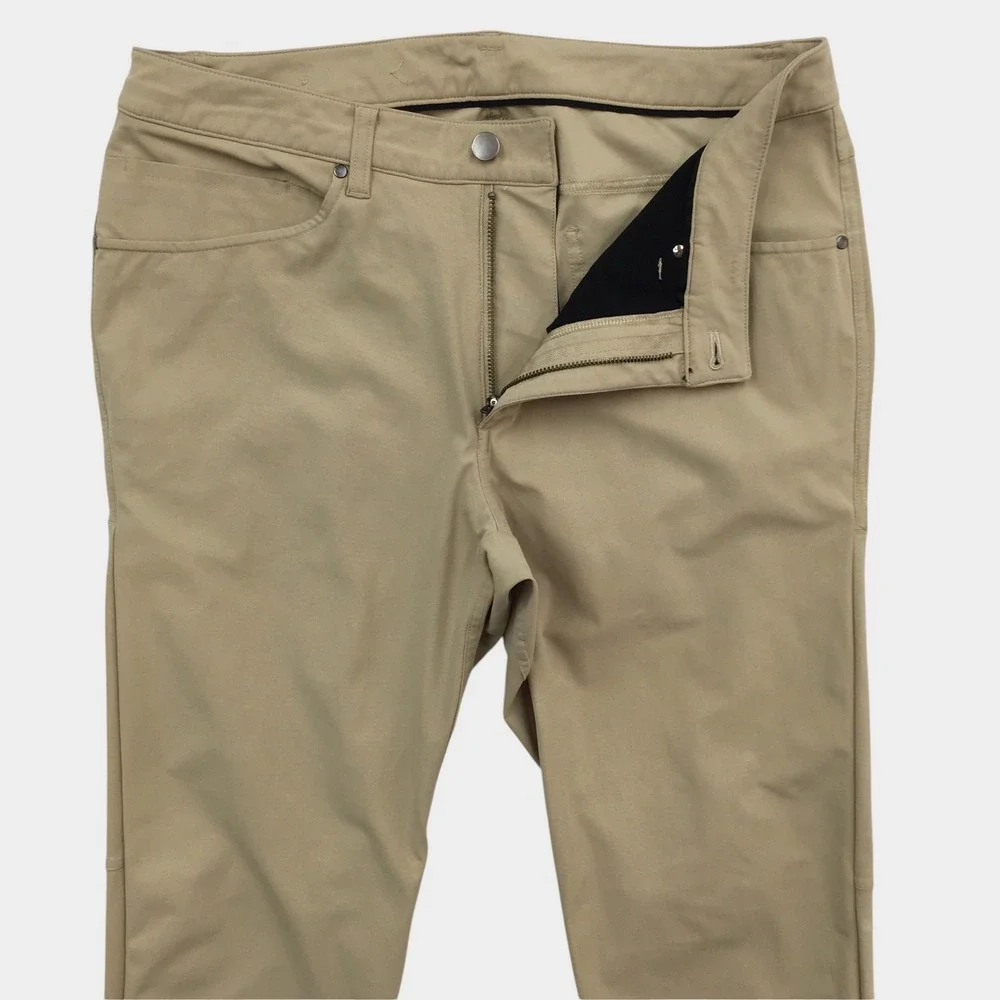 Lululemon ABC Pant Slim Fit Warpstreme Khaki Tan Mens Size 32 Casual Trousers